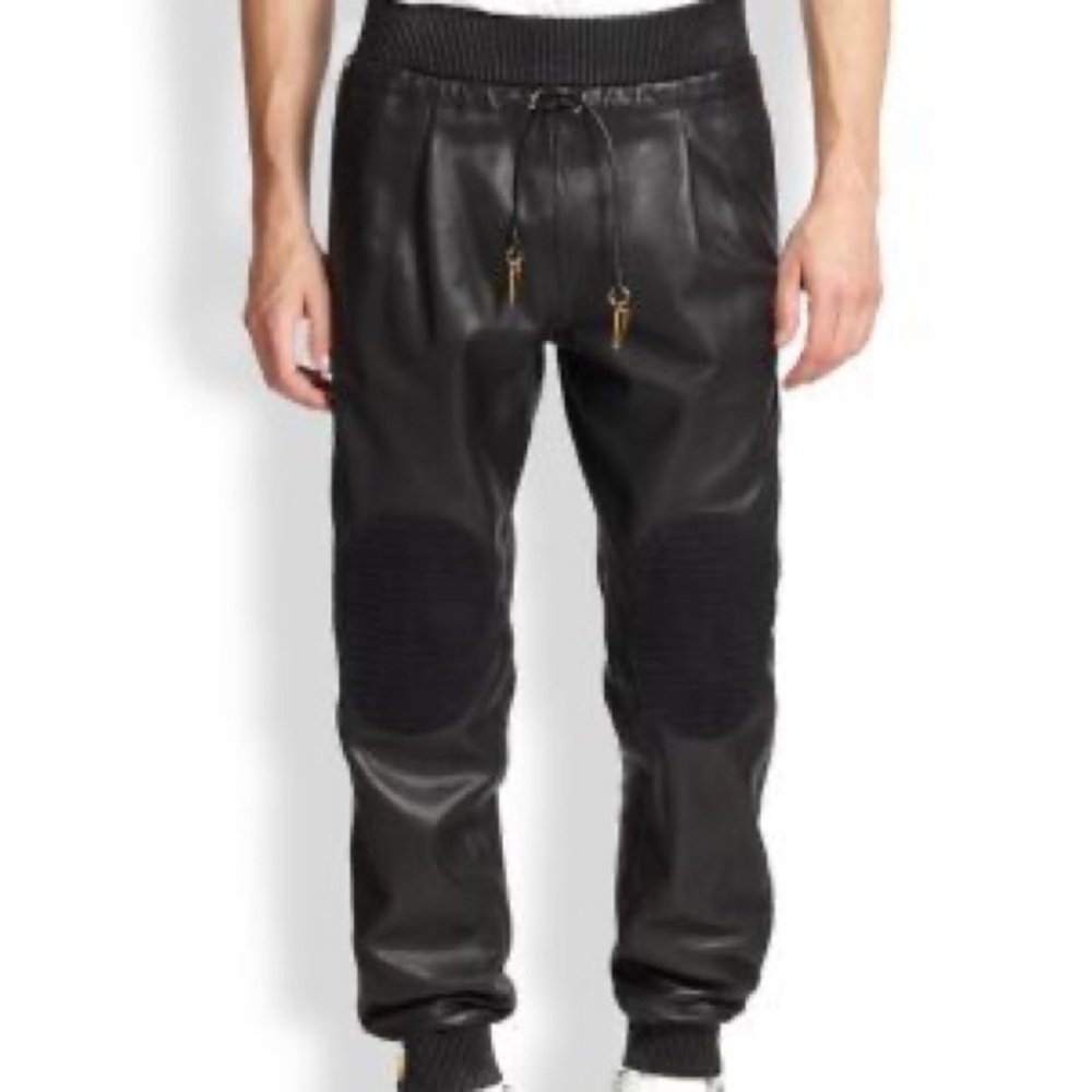 Giuseppe Zanotti Napa Leather Shark Tooth Black Pants